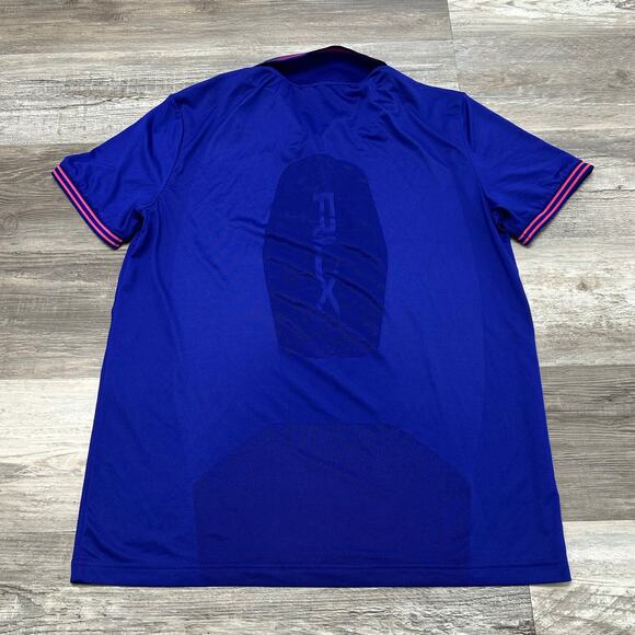Ralph Lauren RLX Blue Pink Mens M Short Sleeve Performance Golfer Polo Shirt EUC - Picture 3 of 8